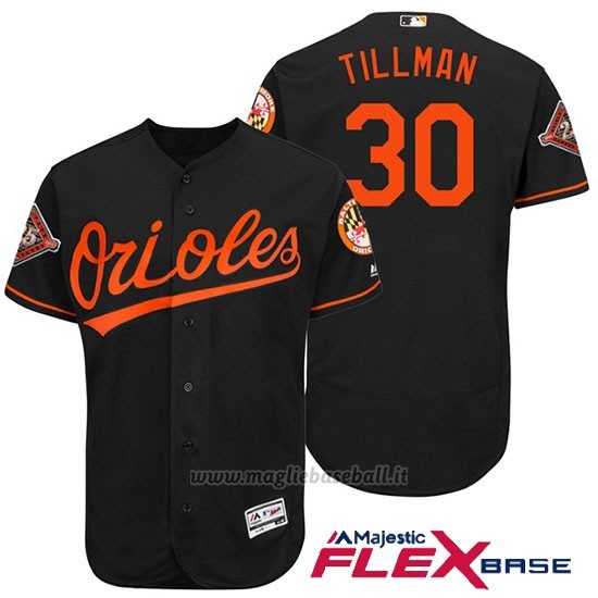 Maglia Baseball Uomo Baltimore Orioles 30 Chris Tillman Nero 2017 Flex Base